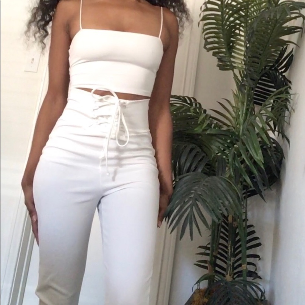 Boohoo White Corset Pant